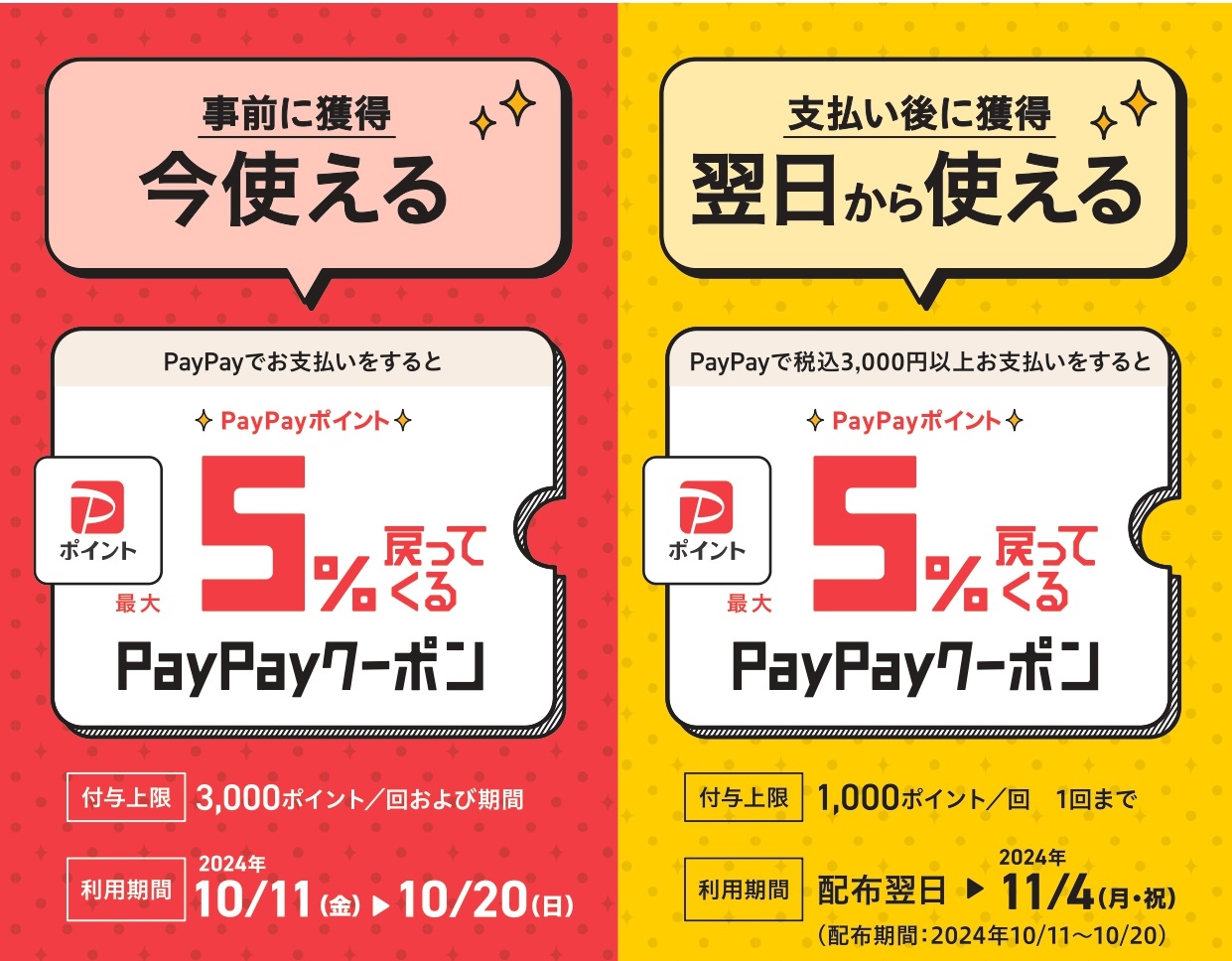 最大5％戻ってくる PayPayクーポンキャンペーン